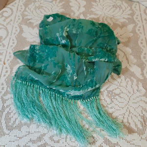 Turquoise/teal burn out velvet scarf