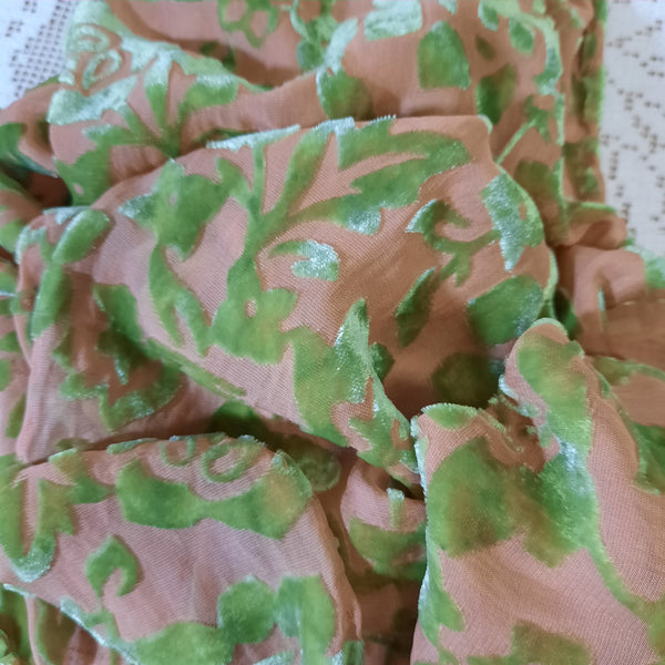 tan/green burnout velvet scarf