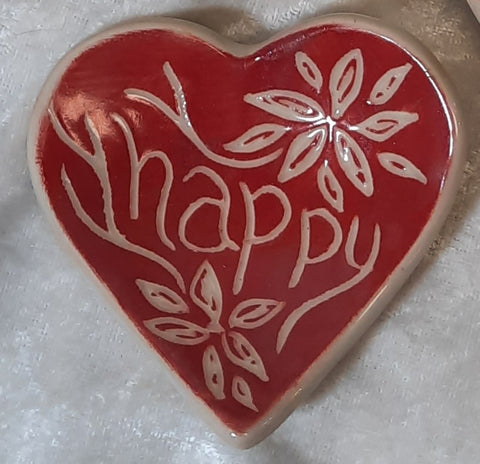 ceramic heart dish "happy "