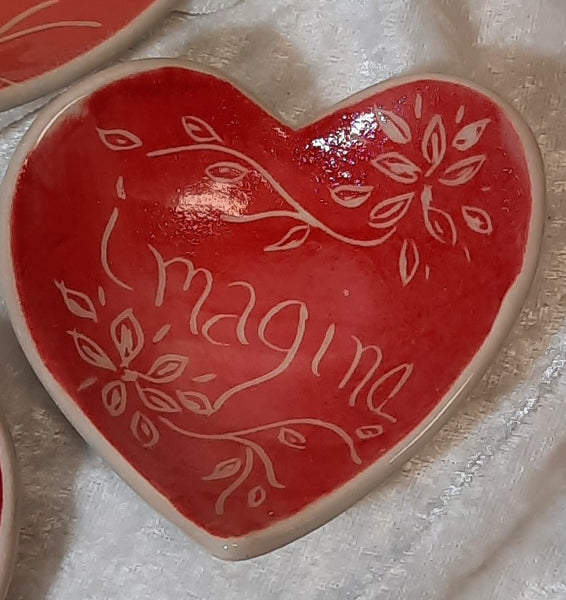 ceramic heart dish "imagine "