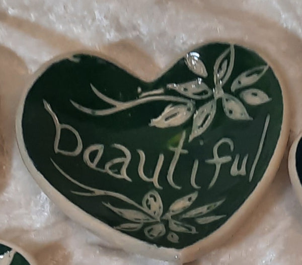 ceramic heart dish "beautiful"